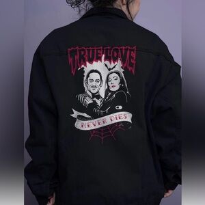 Black Oversized Jeans Jacket Customized Goth Addams Family